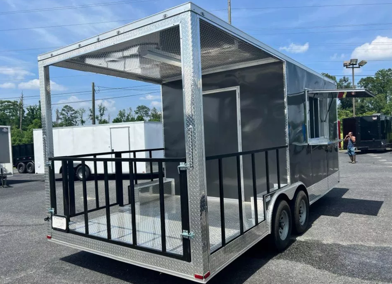  8.5×20 TA BBQ Food Trailer in Gray – Quality Cargo