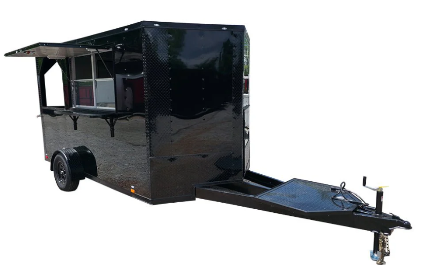 7′ X 12′ Black W/ Blackout Custom Concession Trailer With 4′ Porch
