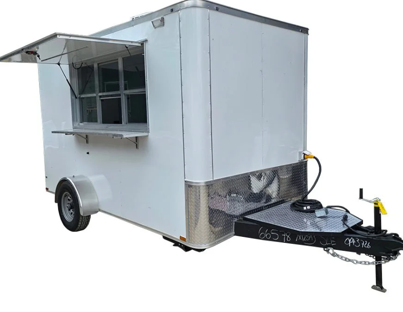 7′ x 12′ White Custom Flat Front Concession Trailer