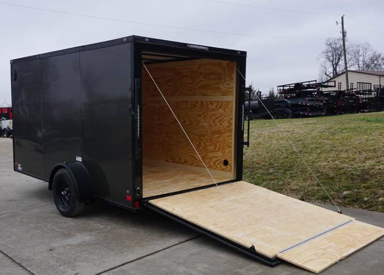 7×12 Enclosed Trailer Charcoal V-Nose Blackout Package 3,500lb Axle Storage