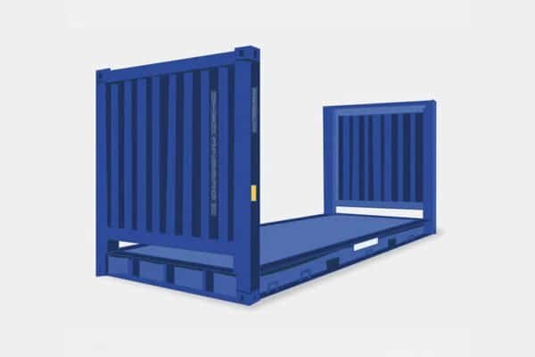 20ft Used Flat Rack Shipping Container – Heavy Duty Steel, Collapsible Ends